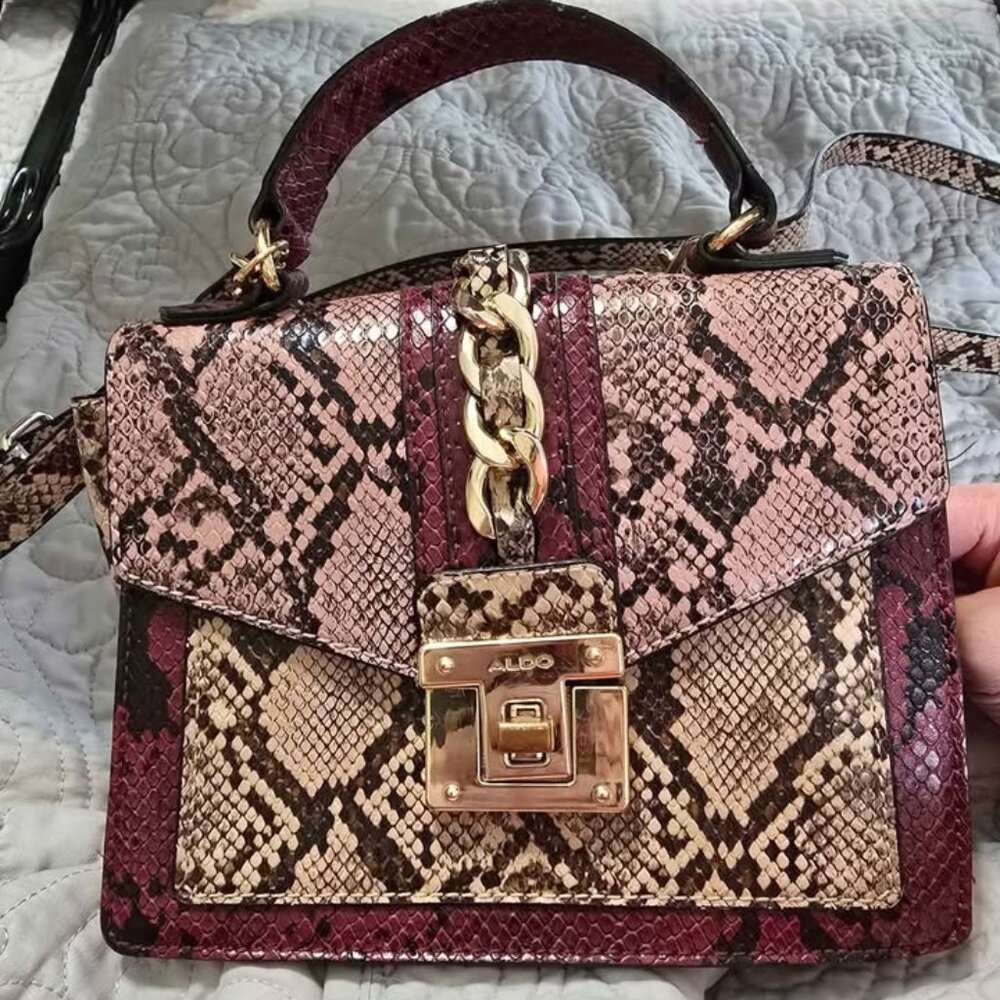 Aldo Shoulder Bag pink snake skin